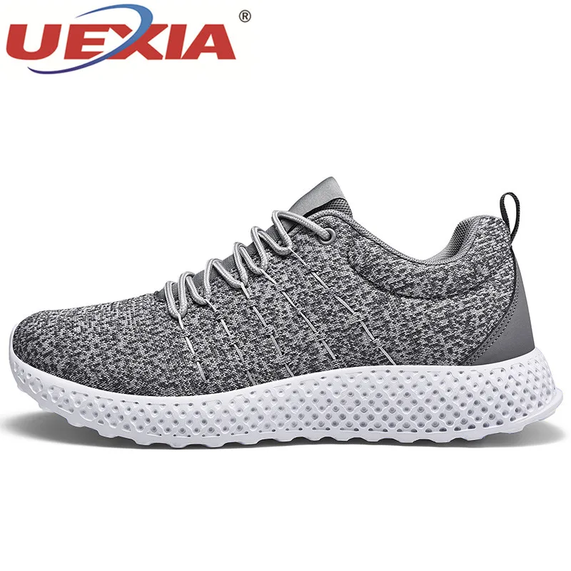 gray 0505 UEXIA/кроссовки; Повседневная обувь; Мужская прогулочная Обувь На Шнуровке; сезон весна-осень; модная дышащая удобная мужская обувь; zapatos hombre - Цвет: gray 0505