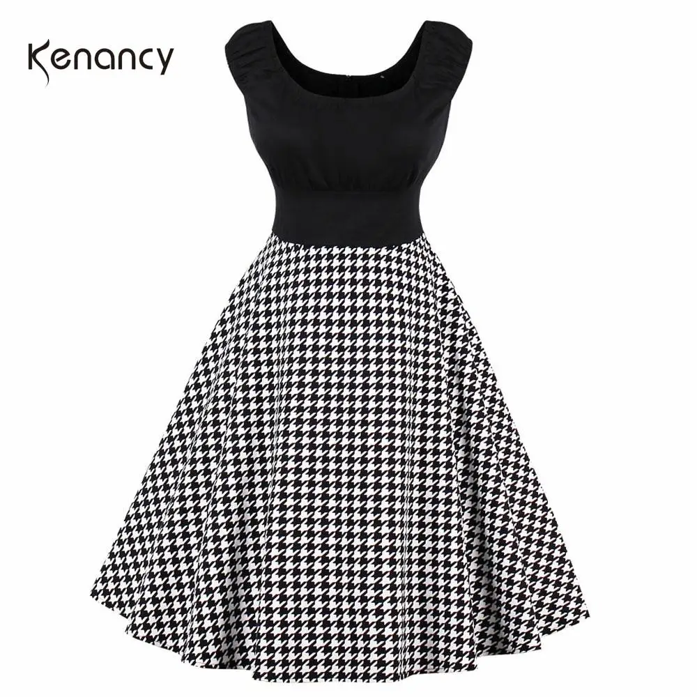 Женское платье без рукавов Kenancy винтажное хлопковое клетчатое повседневное в