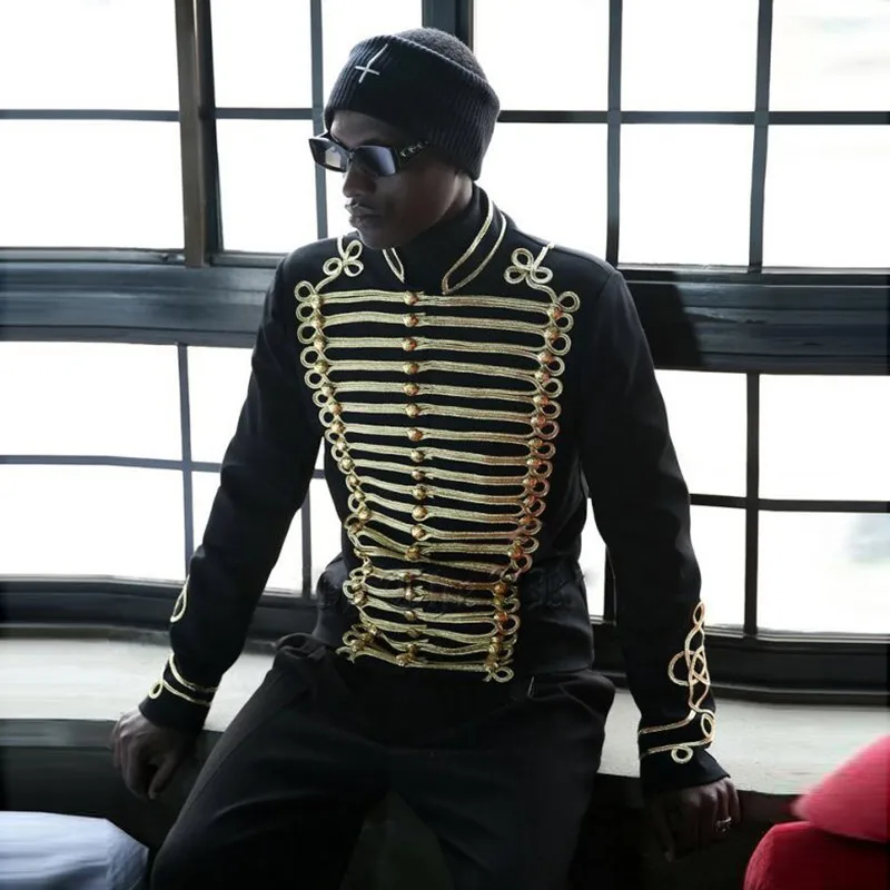 

Embroidery Gold Thread Jacket And Winter Slim Fit Tide Man Coat Fashion Stage Male Casual Drama Costume Blazer Terno Masculino