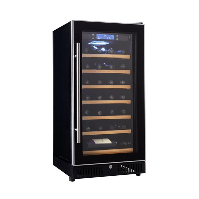 

220-240V Wine cooler 80L thermostatic single door wine cooler, air-cooled household Wine refrigerator, beech shelf H28BD