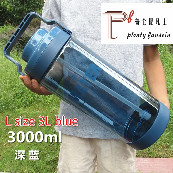 L size 3L blue Лидер продаж, супер большая емкость, компактный портативный чайник для воды, пластиковая бутылка для чая, напитков, 1.5L/2L/2.5L/3L - Цвет: L size 3L blue