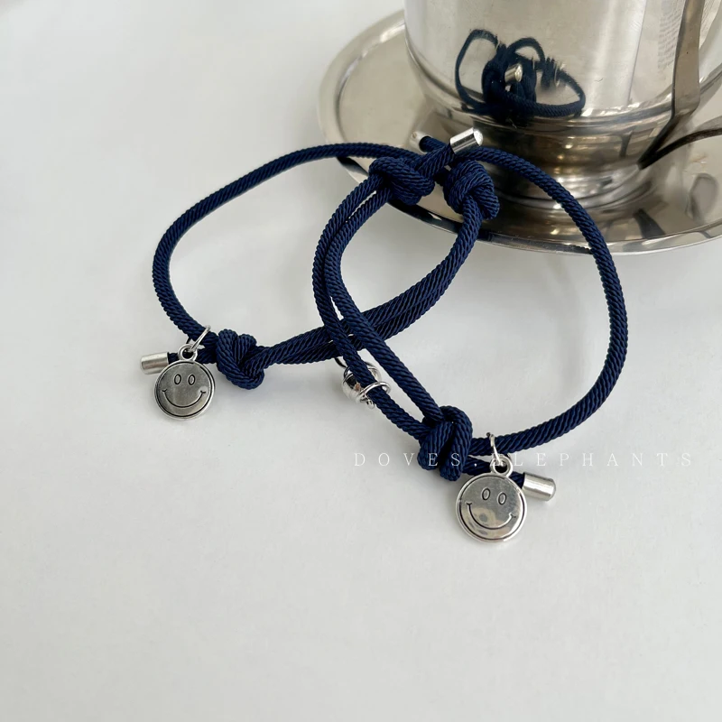 

Kpop Eachother Rope Smiley Couple Bracelets 2 PCs Girl And Boyfriend Bracelets On Hand Friendship Love Chain Jewelry Trend 2021