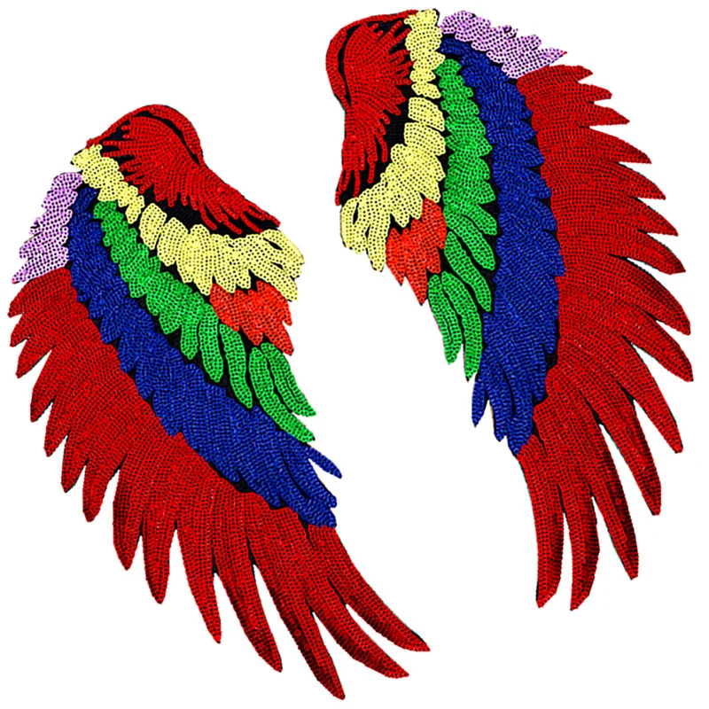 1 пара модных крупные блестки красочные крылья патч для аппликация на одежду