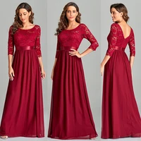 fast shipping burgundy evening dress 2022 elegant lace a line chiffon prom dresses floor length cheap formal robes de soir%c3%a9e