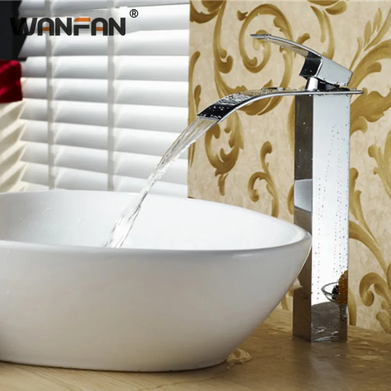 Смеситель для ванной комнаты Водопад современный квадратный кран с