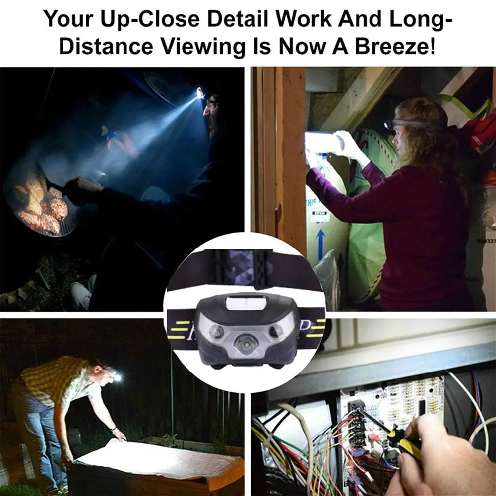 Светодиодный налобный фонарь ZK20 с датчиком движения миниатюрный зарядкой от USB