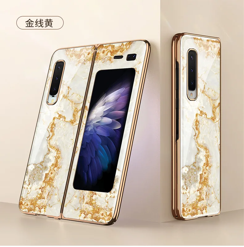 

Luxury Tempered Glass Flip Case for Samsung Galaxy Fold Cover Vintage All-inclusive Explosion Proof Shell for Galaxy Fold Case