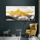 WANGART большой размер Золотая Снежная гора фотопечать постер картина маслом для гостиной современный дом