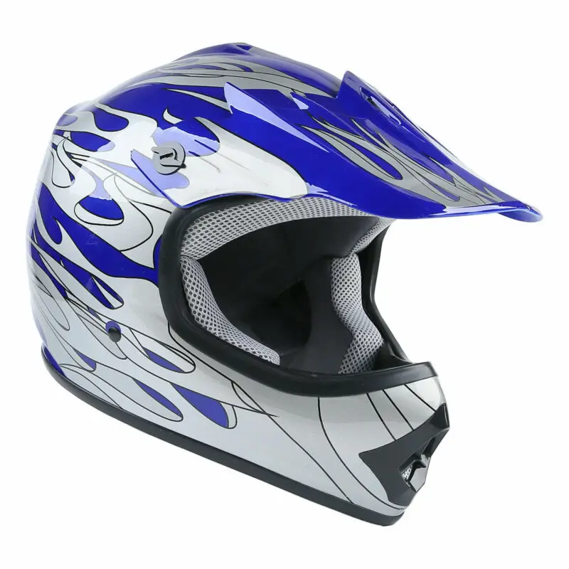 Youth Kids Dot Blue Flame Dirt Bike ATV шлем для мотокросса с очками S/M/L/XL|Шлемы| |