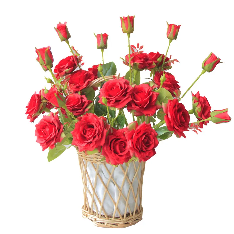 

5Pcs Double Head Rose Artificial Silk Flowers Decoration Home Wedding Flower Wall Backdrop Photography Props Roses Flower Wreath