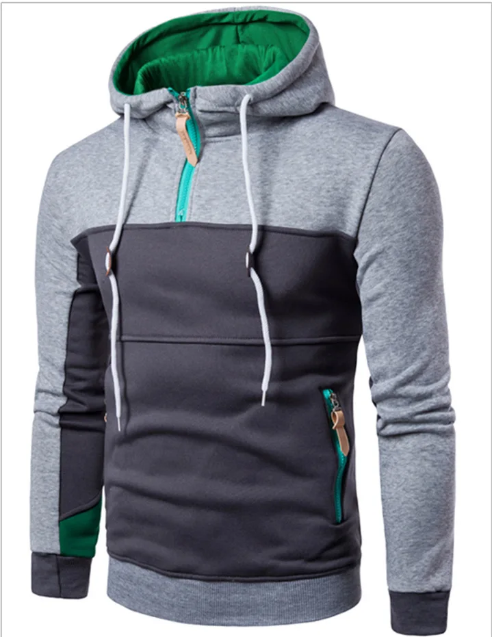 

New Winter 2020 Men's Matching Color Casual Hoodie Slim Hoodie Jacket Mansport Outwear Fleece Pullovers Hoody Leisure Outdoors