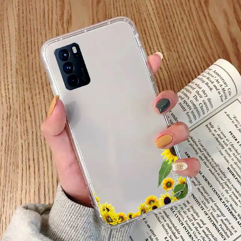 

sunflower Luxury Unique Design Phone Case Transparent For OPPO RENO 2 5 Z PRO GTneo REALME Q2 GT 11 FINDX 2 PRO RealmeV 3 5 K7X
