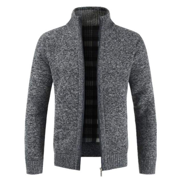 Осень Зима Новая мужская куртка Slim Fit стоячий воротник на молнии мужская однотонная хлопковая Толстая теплая куртка мужская - Цвет: Dgray