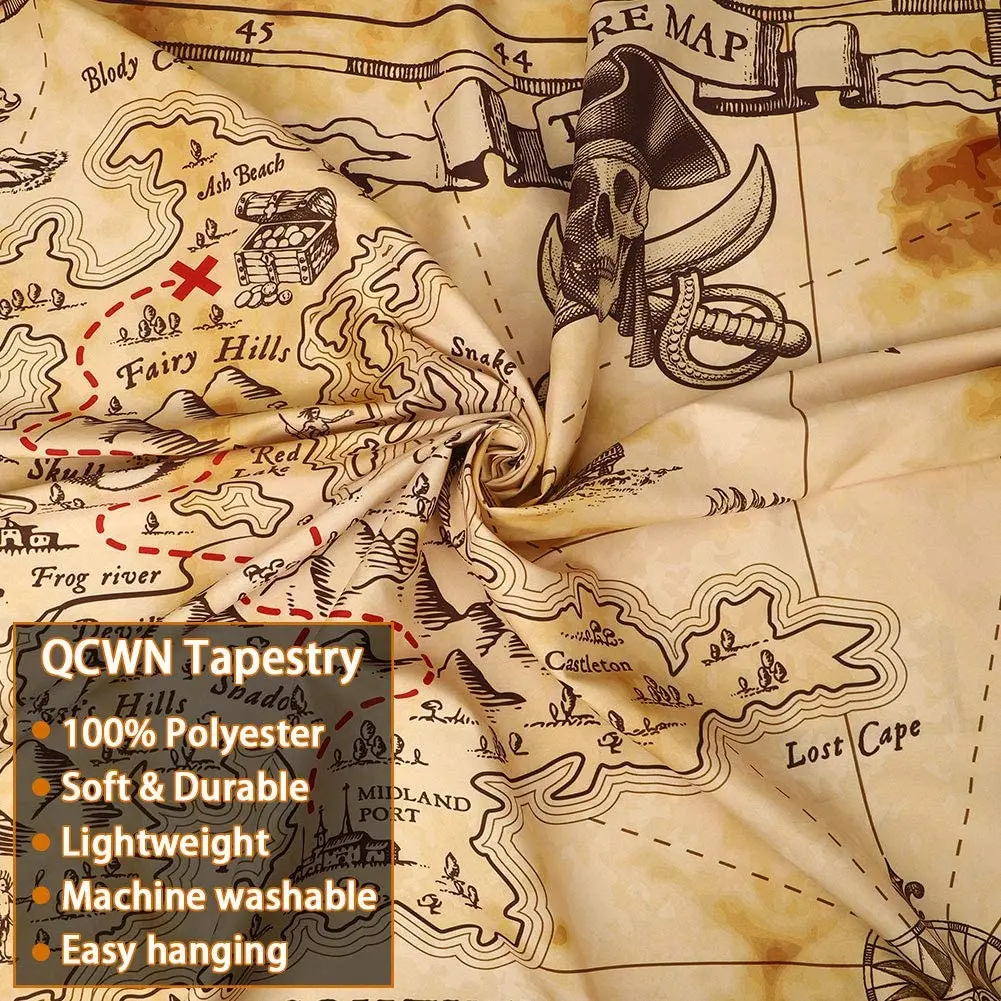 Гобелен с изображением пиратской карты сокровищ Карта морской настенный гобелен