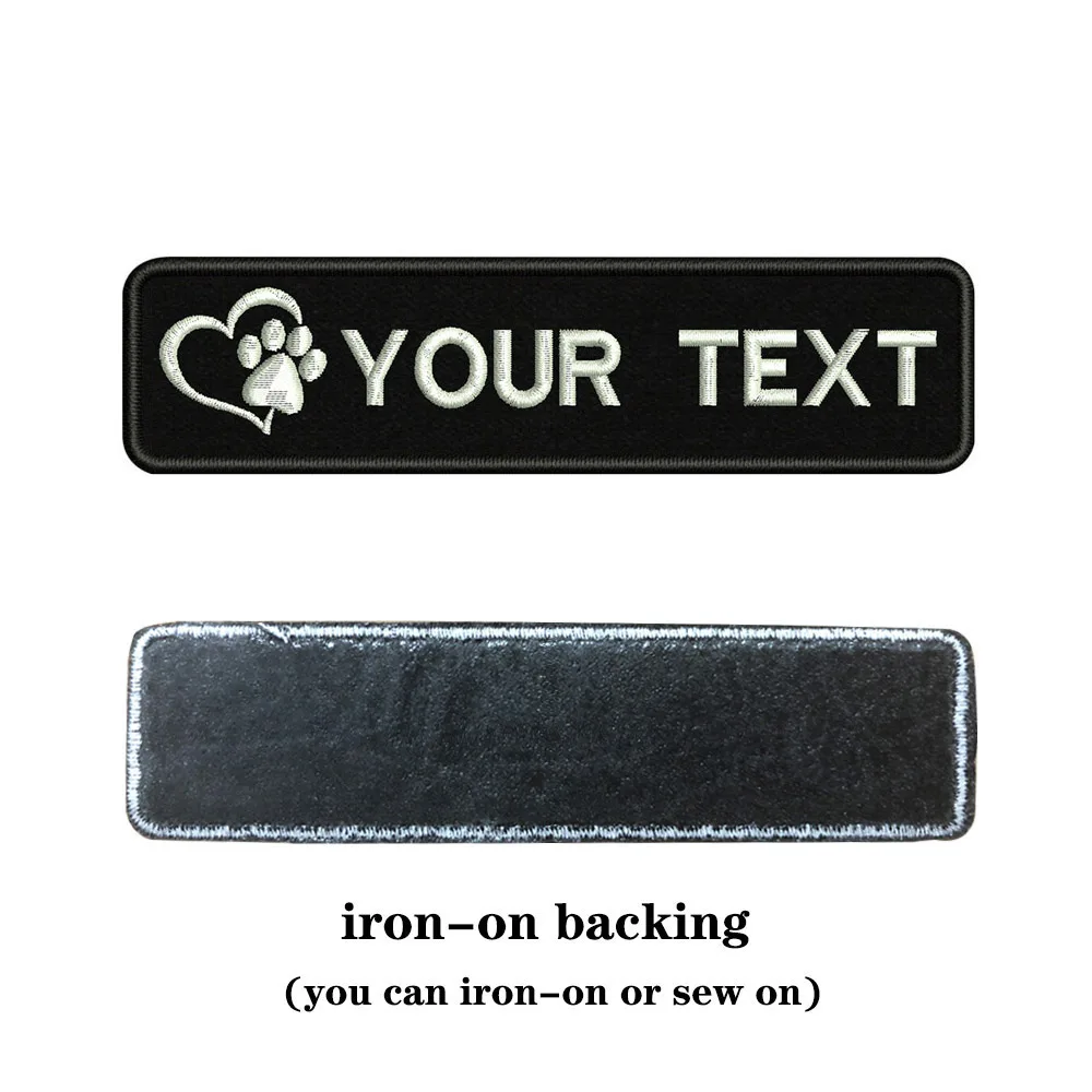white-iron on Вышивка на заказ собака отпечаток имя заплатка с текстом 10 см* 2,5 см значок Утюг на или липучке Подложка для одежды брюки рюкзак шляпа - Цвет: white-iron on