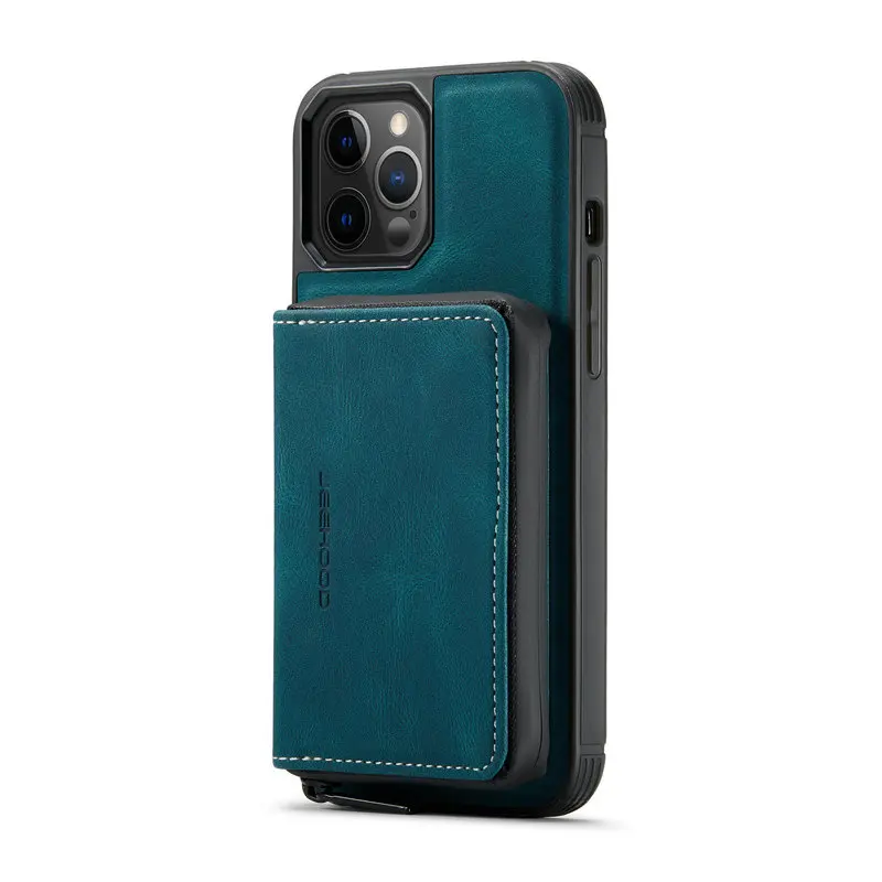 

sumkeymi Leather Shockproof Back Case for iPhone 12 Mini 11 Pro Max XR XS X SE 2020 7 8 Plus Magnetic Phone Cover 2 in 1 Zipper
