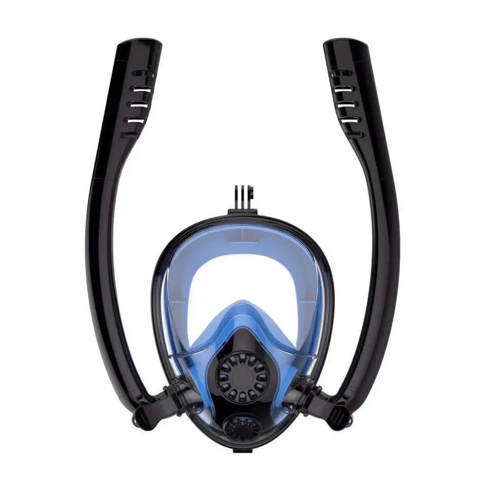 Black-Blue Diving Mask Scuba Mask Underwater Anti Fog Anti Leak Full Face Snorkeling Mask Women Men Kids Swimming Snorkel Diving Equipment - Цвет: Black-Blue