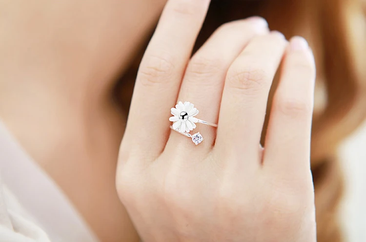 Женское кольцо из серебра 925 пробы с цветком хризантемы | Украшения и аксессуары
