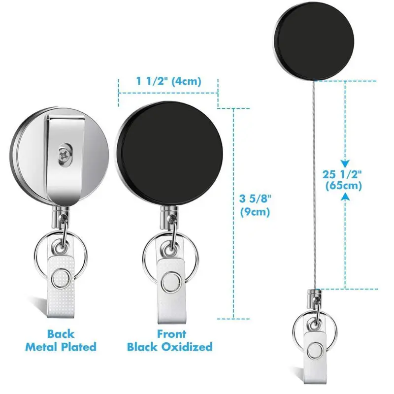 

4 Pcs Unisex Retractable Badge Holder ID Badge Holder Heavy Duty Badge Reel with Keychain Ring Clip for ID Key Card Badge