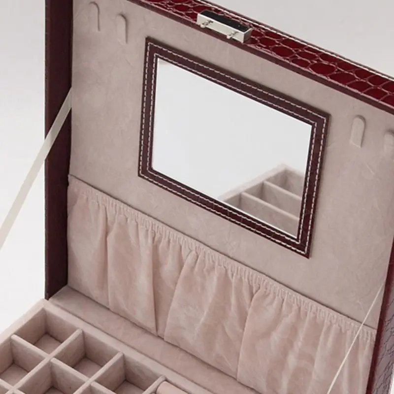 

Two-Layer Leather Jewelry Box Decorative Organizer Display Storage Case Tray