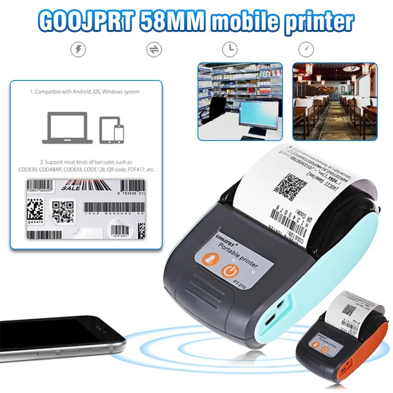 

Thermal Receipt Printer Bluetooth Mini Pocket Photo Printers Wireless Multifunction Ticket Machine Home Office For Phone