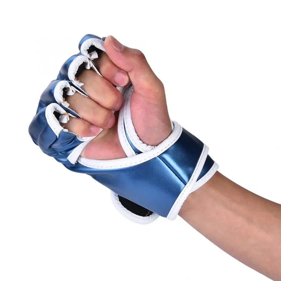 Утолщенные боксерские перчатки дышащие тренировочные на полпальца для пробивки
