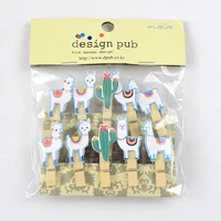 10pcs mini alpaca wooden clips for home decoration accessories funny lama photo clip house bedroom decor