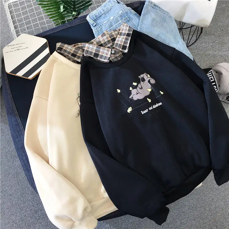 

Autumn High Street Kawaii Girls Women Sweatshirt Fashion Pullovers Ladies Students Tops Hoodies Casual Ladies Korean Streetwear