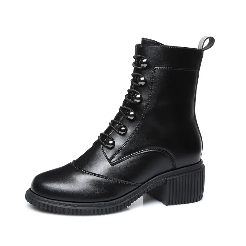 

boots women's 2020 new fall and winter versatile women's shoes high heel motorcycle boots medium heel thick heel