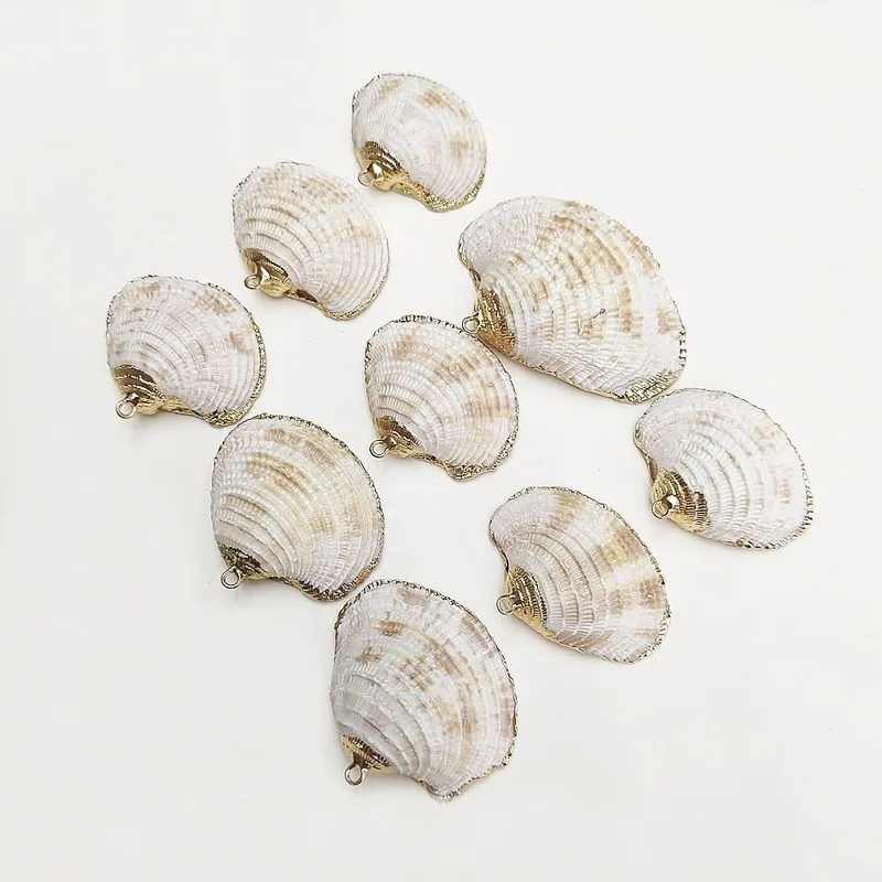 

Natural Shell Beads Gilded Rim Conch Scallop Shell Pendant Handmade DIY Necklace Pendant Jewelry Accessories
