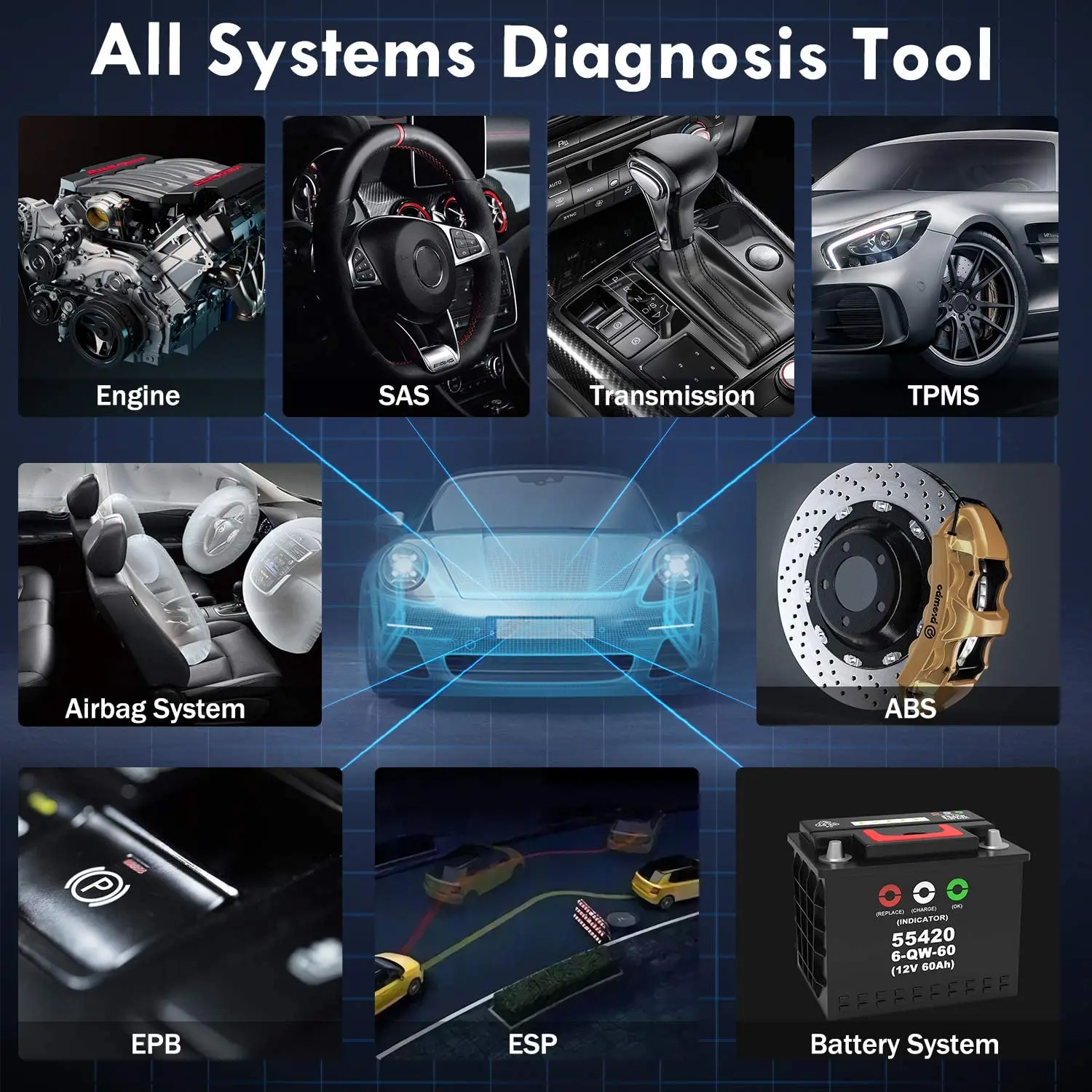 Профессиональный OBD2 сканер ANCEL FX6000 TPMS ABS DPF тестер масляного отдыха батарея полная