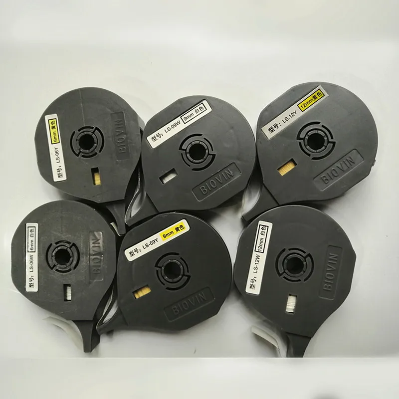 Комбинированная кассета для этикеток 6 9 12 мм желтые белые серебряные наклейки