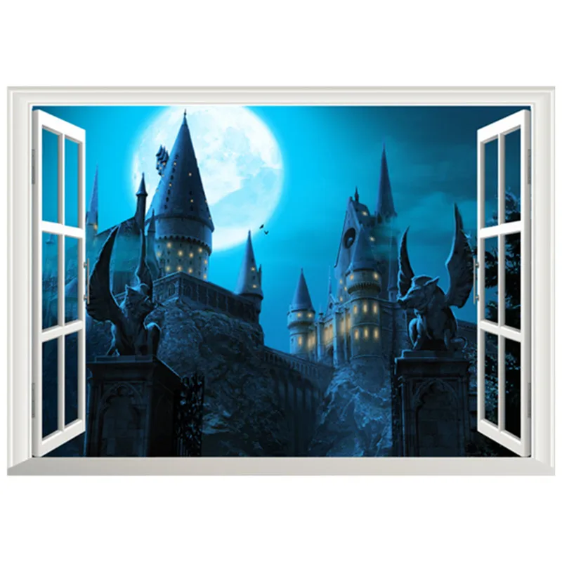 Фэнтези Замок 3d поддельные окна виниловая роспись магический мальчик фильм