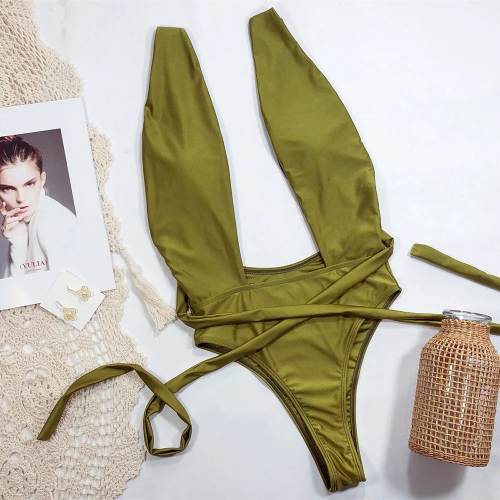 Женский слитный купальник с глубоким v образным вырезом купальный костюм