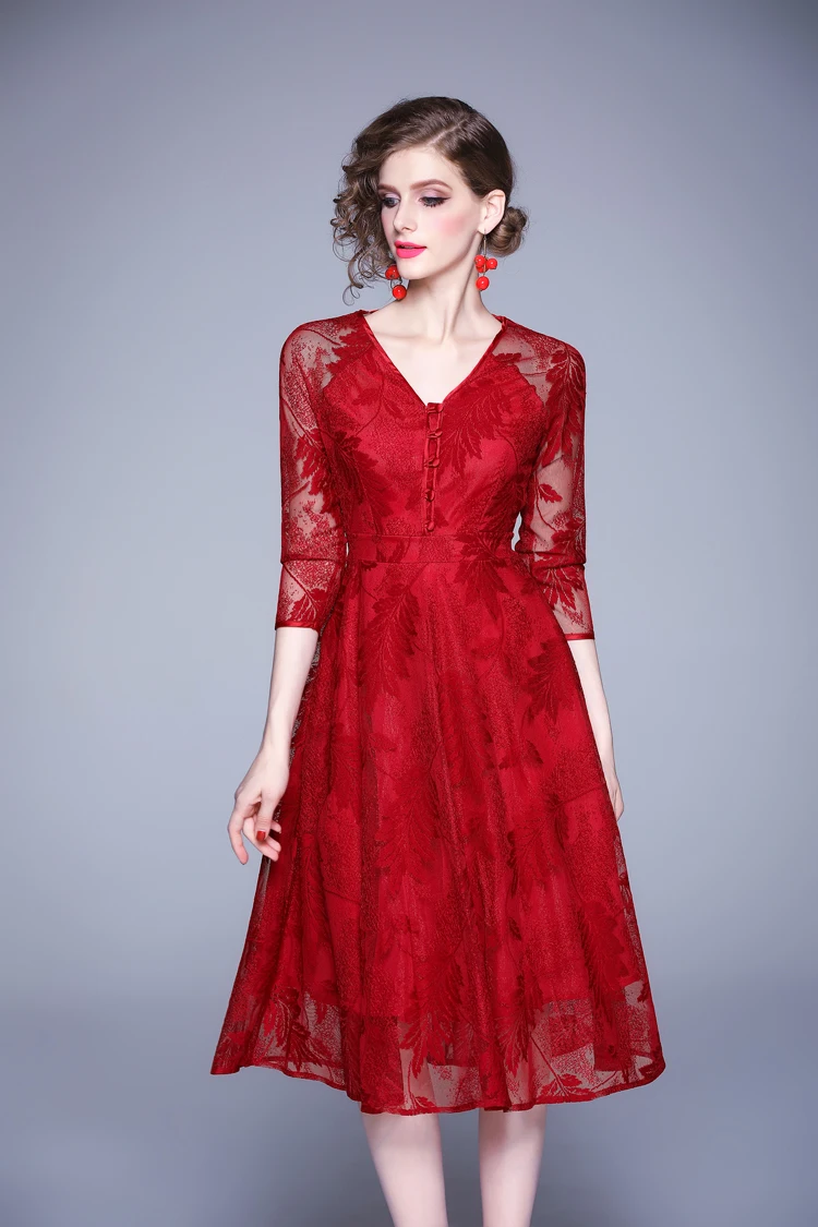 H han queen Новое Осеннее Открытое платье Vestidos элегантное офисное женское платье Сексуальное Тонкое Платье с v-образным вырезом для работы деловые повседневные кружевные платья
