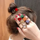 Корейские резинки для волос треугольной формы с блестящими кристаллами из смолы в форме куба, коричневые стандартные эластичные резинки для волос, аксессуары для волос, резиновые кольца
