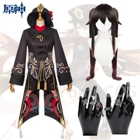 genshin impact game hu tao hutao cosplay costume anime full set cloths wig hat halloween coat shirt shorts accessories ring new