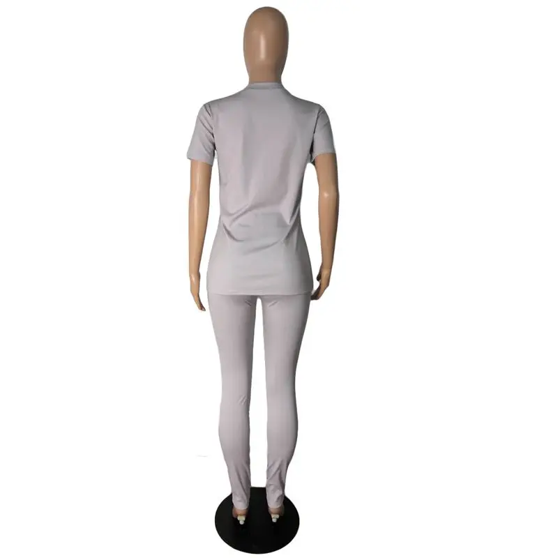 

ZKYZWX 2 Piece Set Women Tracksuit Summer Clothes Short Sleeve Top Pant Sweat Suits Lounge Wear Outfits Two Pcs Matching Sets