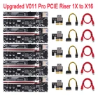 1-5 шт. Модернизированный V011 Pro PCIE Riser 011 Райзер карты PCI E Express GPU 1X до X16 10 конденсаторы USB3.0 кабель для GPUGraphics карты