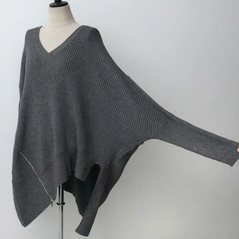 XITAO Harajuku Plus Size Knit Sweater Casual V Neck Long Sleeve Irregular Patchwork Zipper Korean Fashion Autumn New CXB792 | Женская
