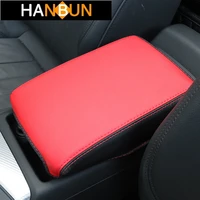 car console armrest box protect cover leather sleeve for audi a4 b9 2017 19 central handrail box holster anti dirty set decor