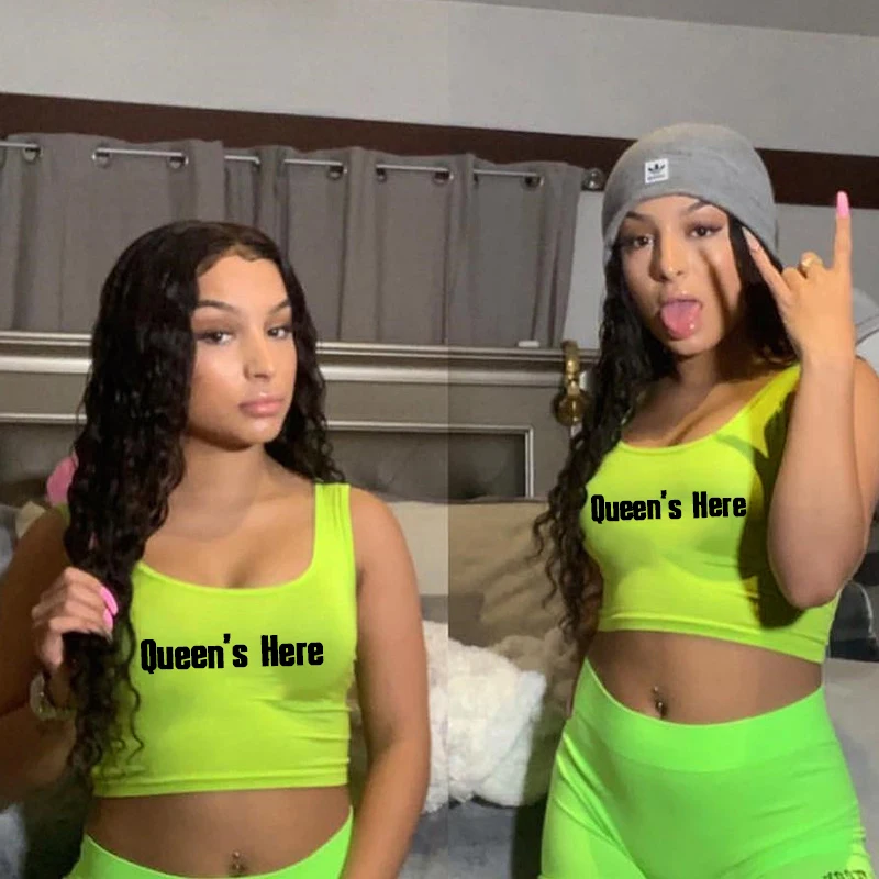 Майка BKLD женская с надписью повседневная безрукавка для спортзала неоновый