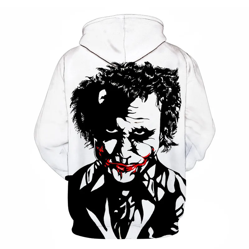 Joker Funny Hoodie Halloween Crazy Smile Pullover Long Sleeve Sweatshirt Fashion Stree Coats Cool Unisex Sportwear mens hoodies