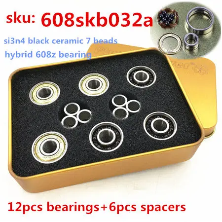 12bearing6spacer PluckyClover скейт подшипник 608 с 7 керамическими бусинами роликовые коньки скорость скейт керамический подшипник скутер скейтб - Цвет: 12bearing6spacer