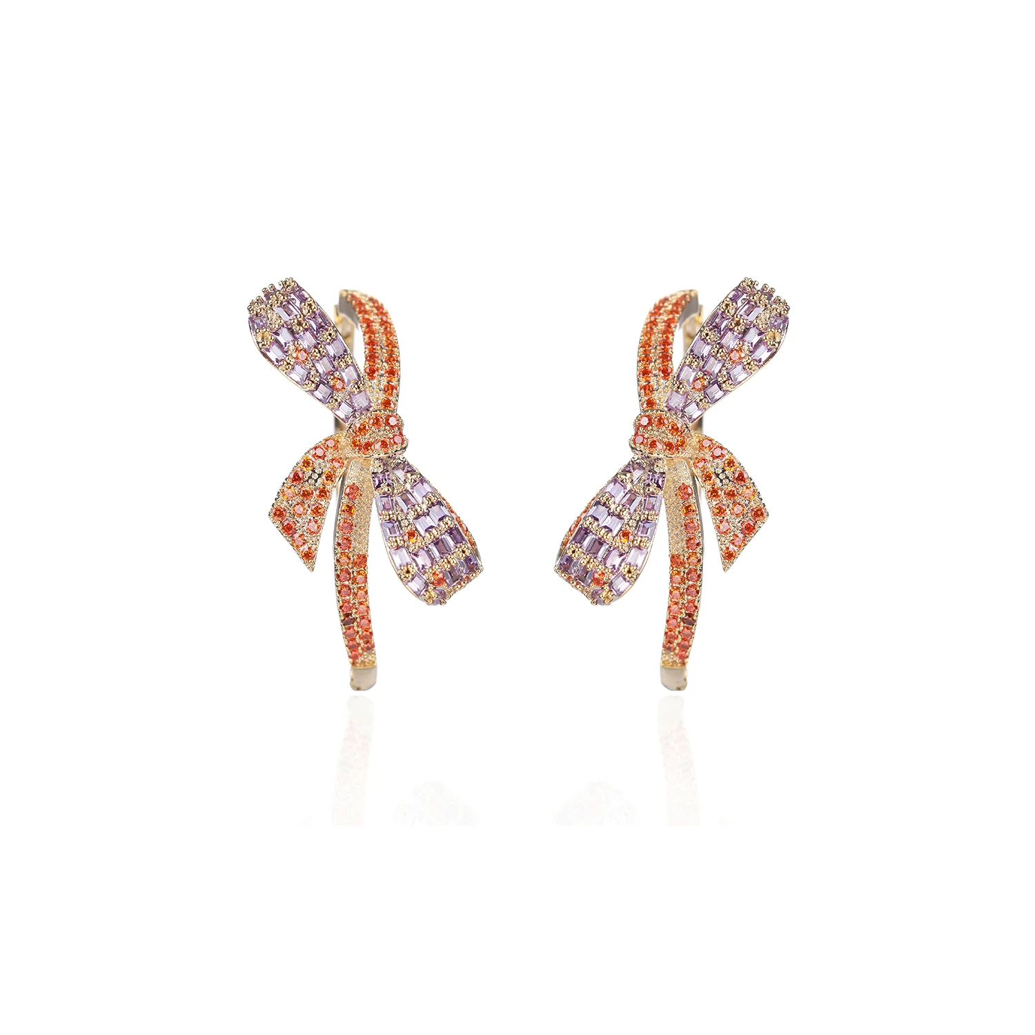 

Cubic Zircon Bow Earrings for Wedding Bride CZ Hoop Earring for Women,Fashion Jewelry Accessories CE11656