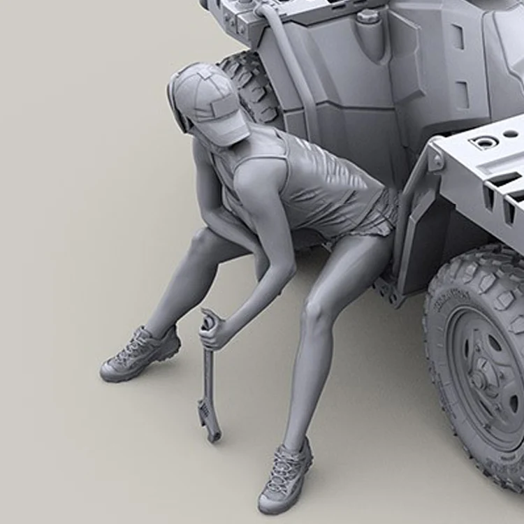 Неокрашенная фигурка из смолы в масштабе 1/35 девочка Райдер играющая с гаечным