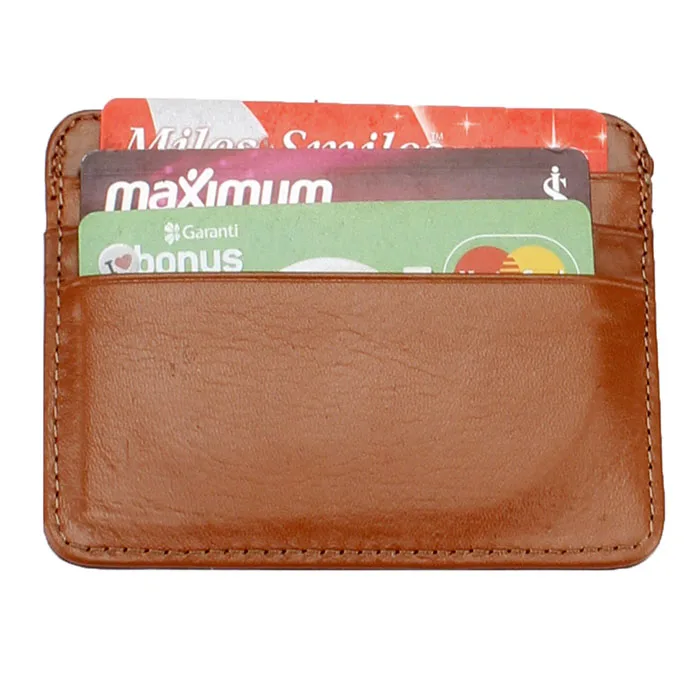 

CLK 245 Light Brown Genuine Cowhide Leather 1. Quality Men Credit Card Wallet