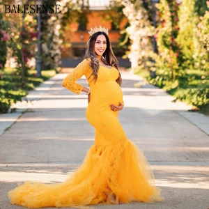 Платья для беременных с длинным рукавом для фотосессии Сексуальное Кружевное Платье макси с открытыми плечами для беременных Платья фотография беременной женщины Prop