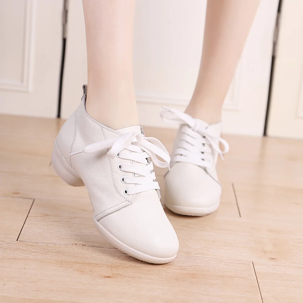 Dancing Shoes 8508 Spring New Dancing Shoes Square Dance Shoe Genuine Leather Mid Heel Sailor Ms Damping Breathable Non-slip