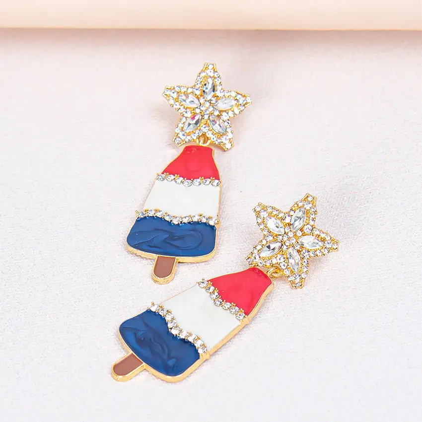 Красные белые синие эмалевые серьги в виде звезд Рождественская елка для женщин